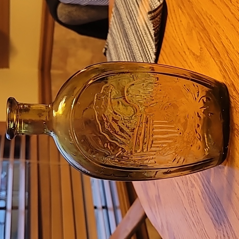 Vintage Amber Bubble Glass Wheaton Lady Liberty Eagle decanter jug